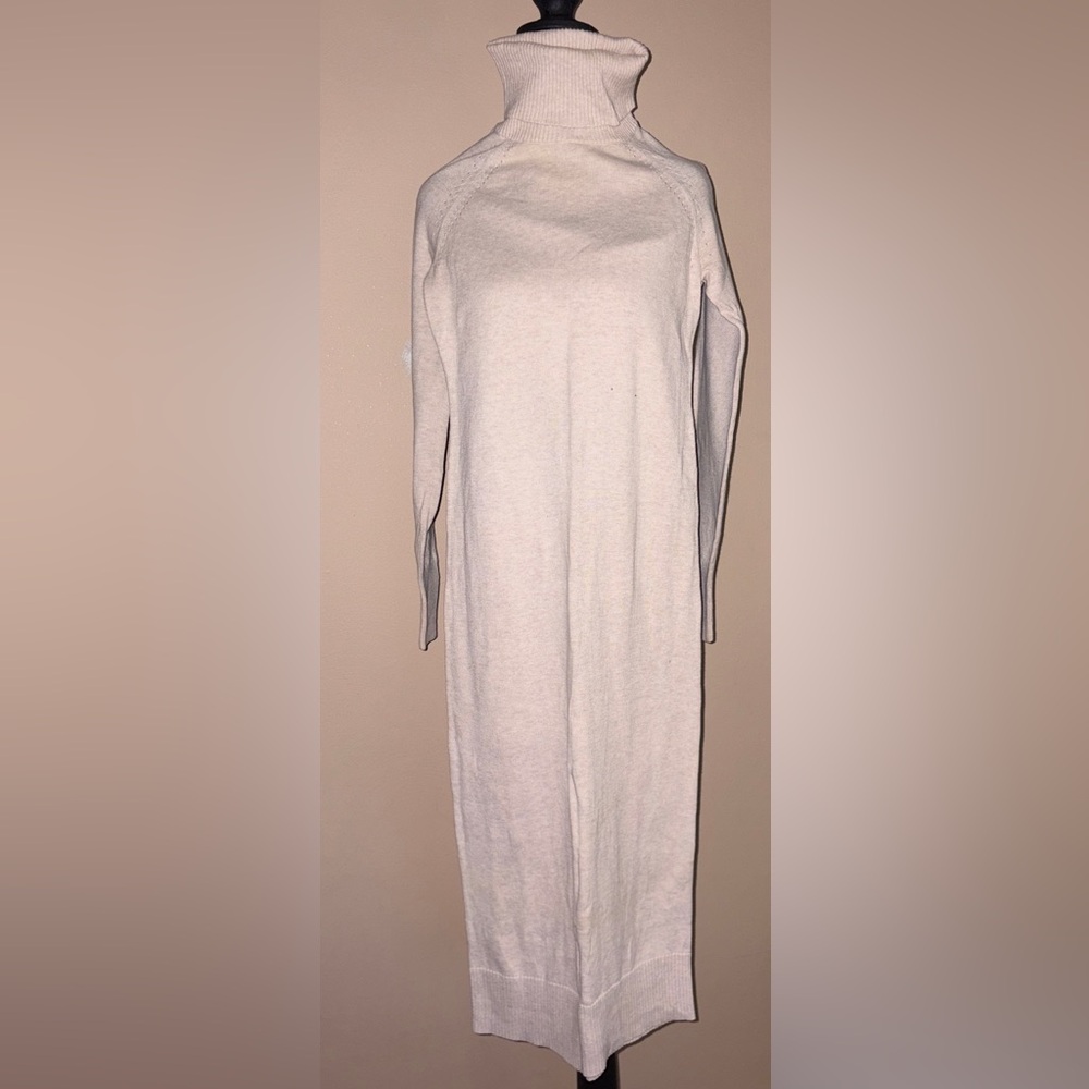 Moda International Cream Long Sleeve Turtle Neck Dress - Picture 2 of 7